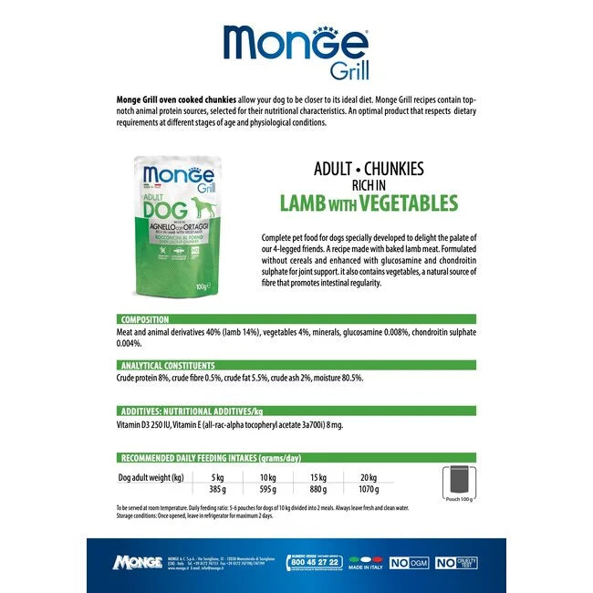 Monge Grill - Rijk aan Lam met Groenten - Adult - Woeff