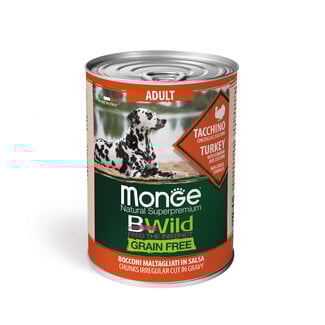 Bwild Grain Free - Stukjes Kalkoen in Saus met Pompoen en Courgette – Adult - 400 gr - Woeff