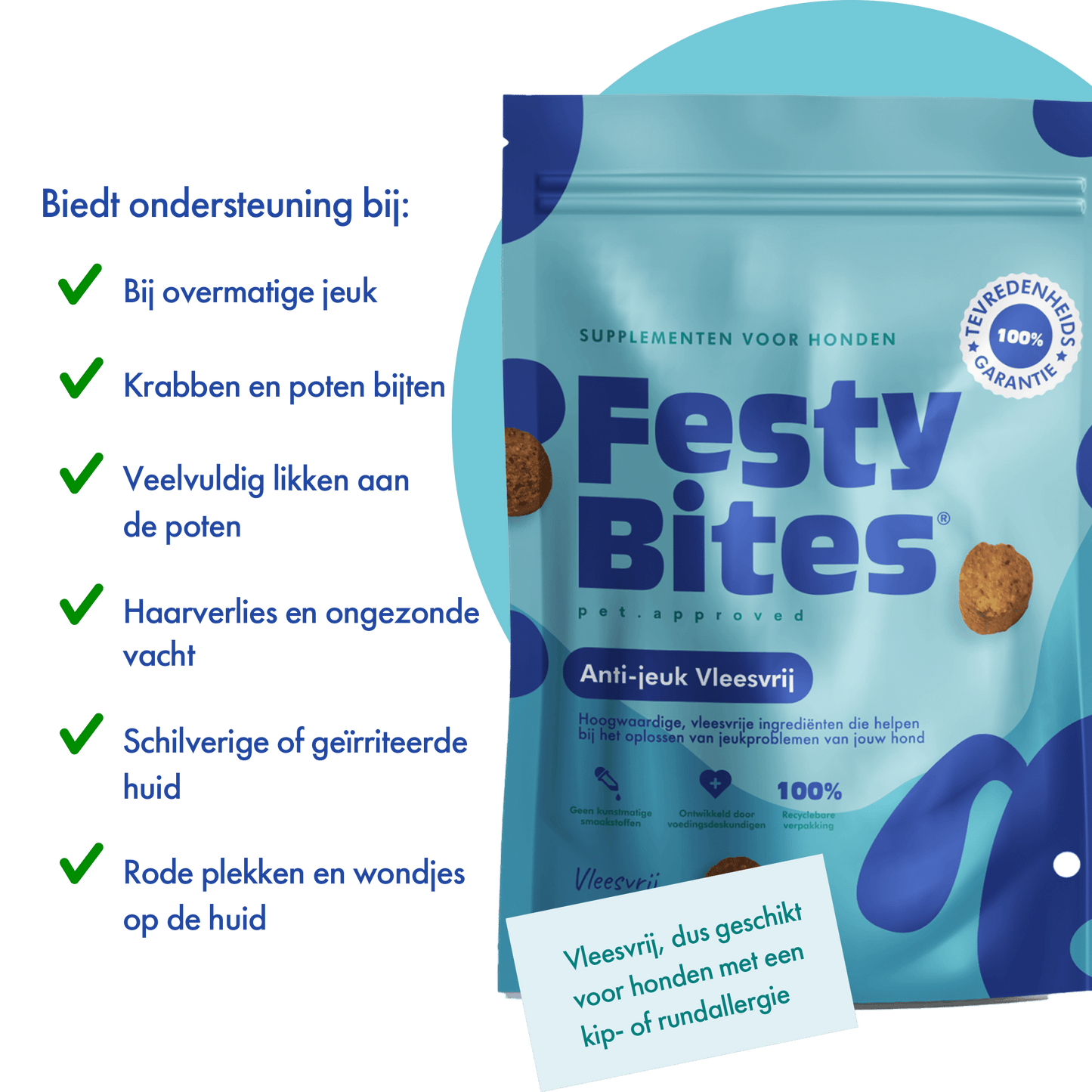 FestyBites - Anti-jeuk Vleesvrij - 60 Bites 180 gr - Woeff