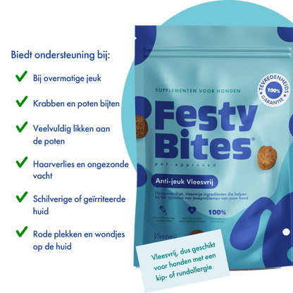 FestyBites - Anti-jeuk Vleesvrij - 60 Bites 180 gr - Woeff