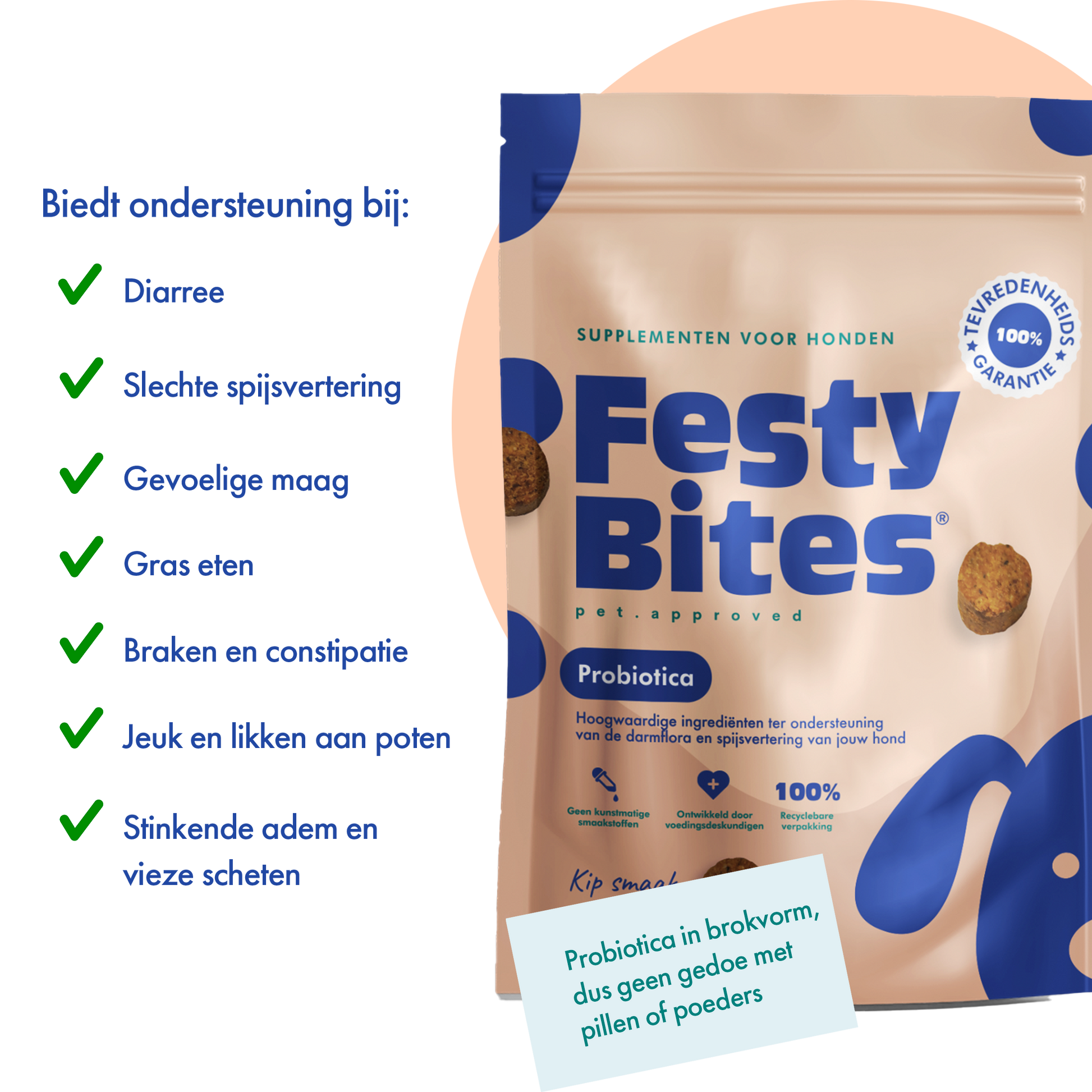 FestyBites - Probiatica Kipsmaak - 60 Bites 180 gr - Woeff