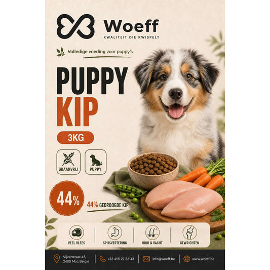Woeff Graanvrij - Puppy Kip – 3/12 kg