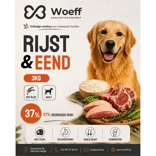 Woeff Glutenvrij - Eend & Rijst – 3/12 kg