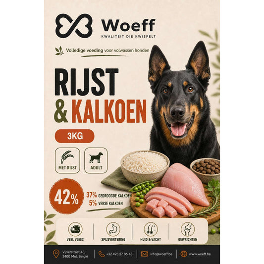 Woeff Glutenvrij - Kalkoen & Rijst – 3/12 kg