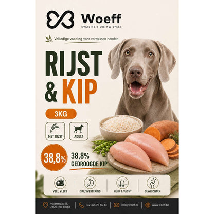 Woeff Glutenvrij - Kip & Rijst – 3/12 kg