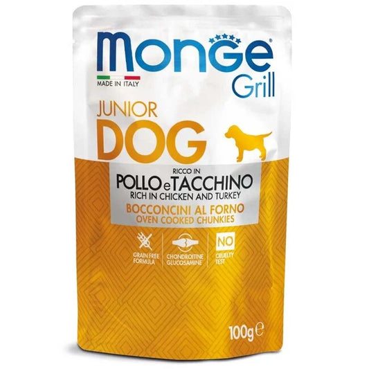 Monge Grill - Rijk aan Kip en Kalkoen - Puppy & Junior - Woeff