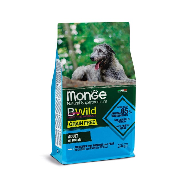 Bwild Grain Free - Alle Rassen Adult Ansjovis met Aardappelen - 2.5-15 kg - Woeff