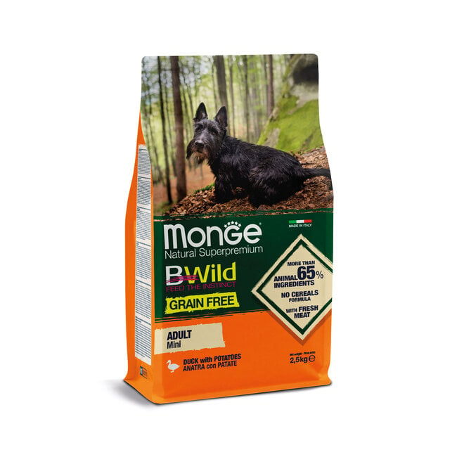 Bwild Grain Free - Mini Adult Eend met Aardappelen - 2.5-15 kg - Woeff