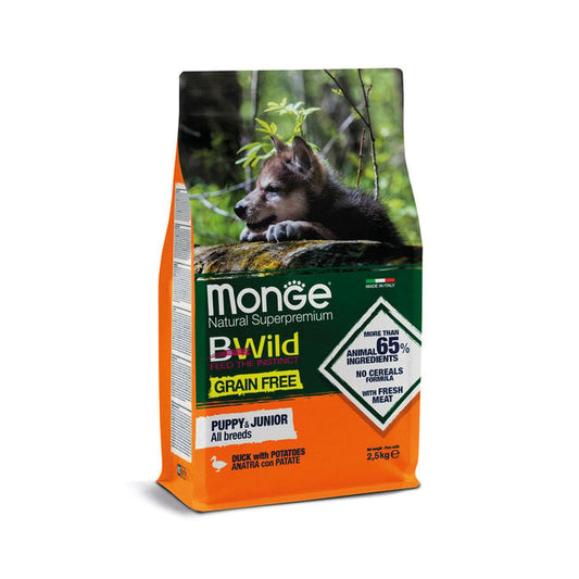 Bwild Grain Free - Alle Rassen Puppy & Junior Eend met Aardappelen - 2.5-15 kg - Woeff