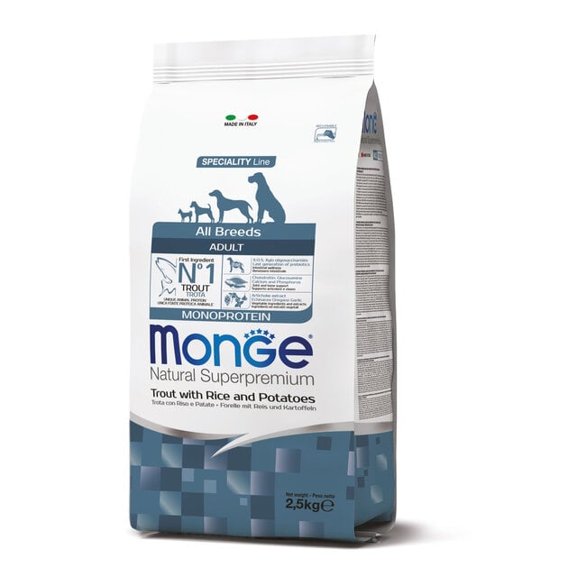 Monoprotein - Alle Rassen Adult Forel met Rijst en Aardappelen - 2.5-15 kg - Woeff