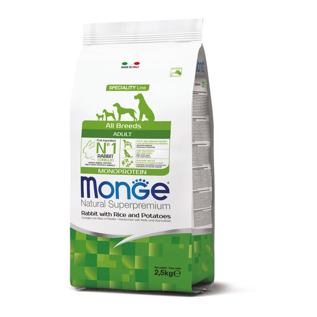 Monoprotein - Alle Rassen Adult Konijn met Rijst en Aardappelen - 2.5-15 kg - Woeff