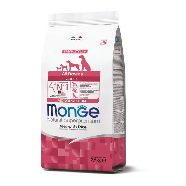 Monoprotein - Alle Rassen Adult Rundvlees met Rijst - 2.5-15 kg - Woeff