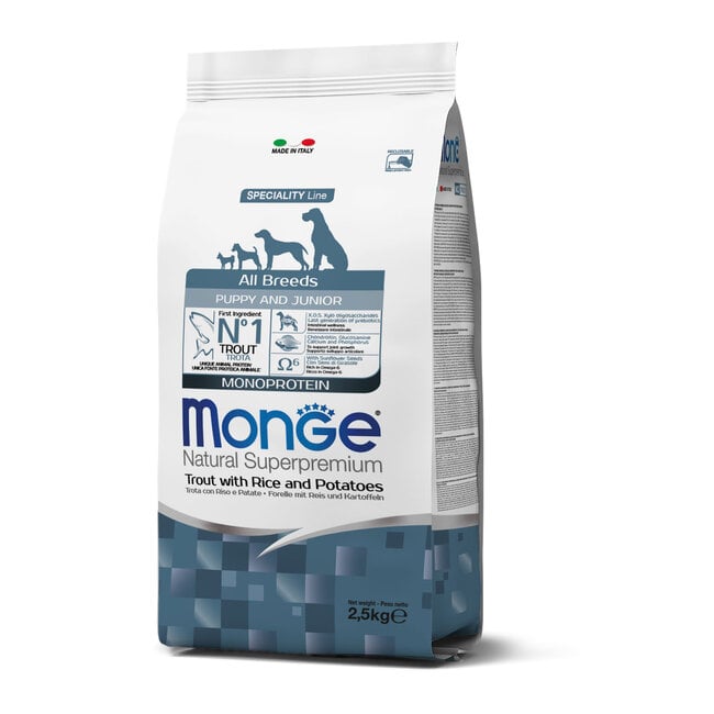 Monoprotein - Alle Rassen Puppy & Junior Forel met Rijst en Aardappelen - 2.5-15 kg - Woeff