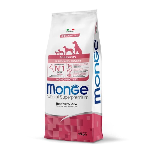 Monoprotein - Alle Rassen Puppy & Junior Rundvlees met Rijst - 2.5-15 kg - Woeff